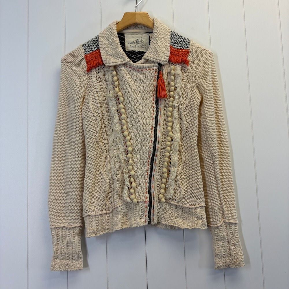 Anthropologie Angel of the North Boho Cable Knit Cardigan Women Small Western